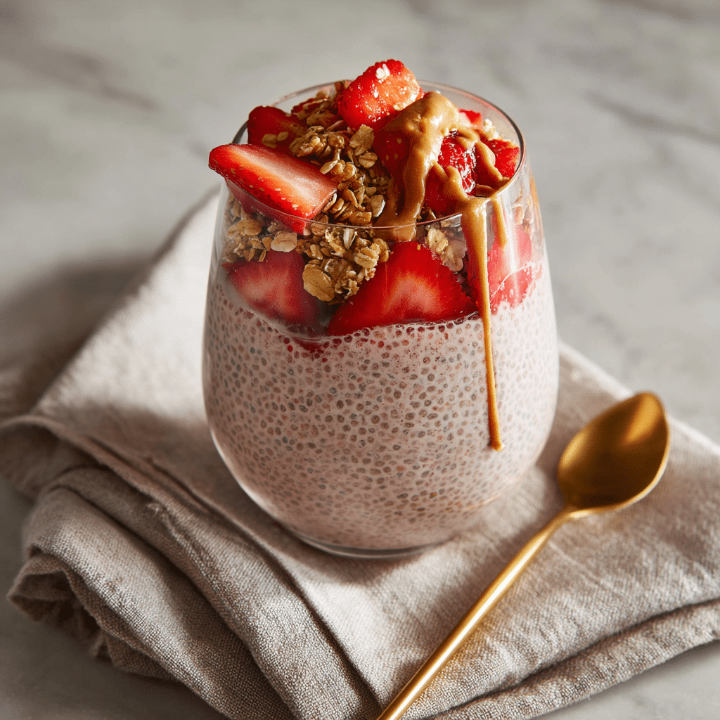 Strawberry Chia Pudding: The Ultimate Healing Breakfast You Need Today 5 Recipe card and pudding for strawberry chia breakfast