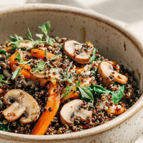 Lentil & Quinoa Salad – Healing, High-Protein Meal 3 Lentil and quinoa salad served with herbs and oil