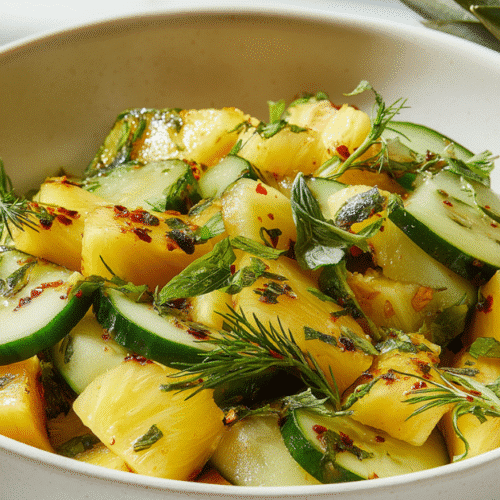 Anti-Inflammatory Cucumber Pineapple Salad to Feel Fresh and Energized Now 3 Anti-Inflammatory Cucumber Pineapple Salad on rustic table