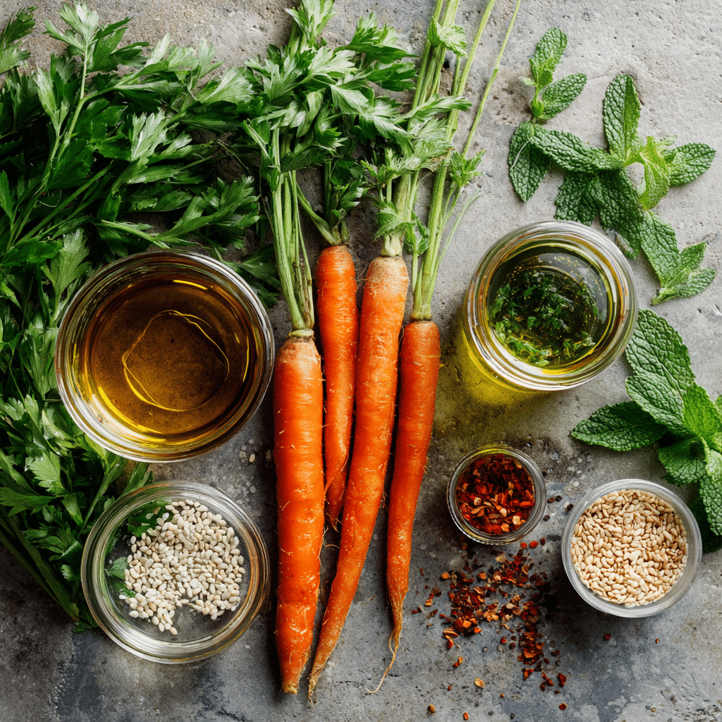 Amazing Retinol Carrot Salad for Glowing Skin and Gut Health 4 Raw ingredients for retinol carrot salad recipe