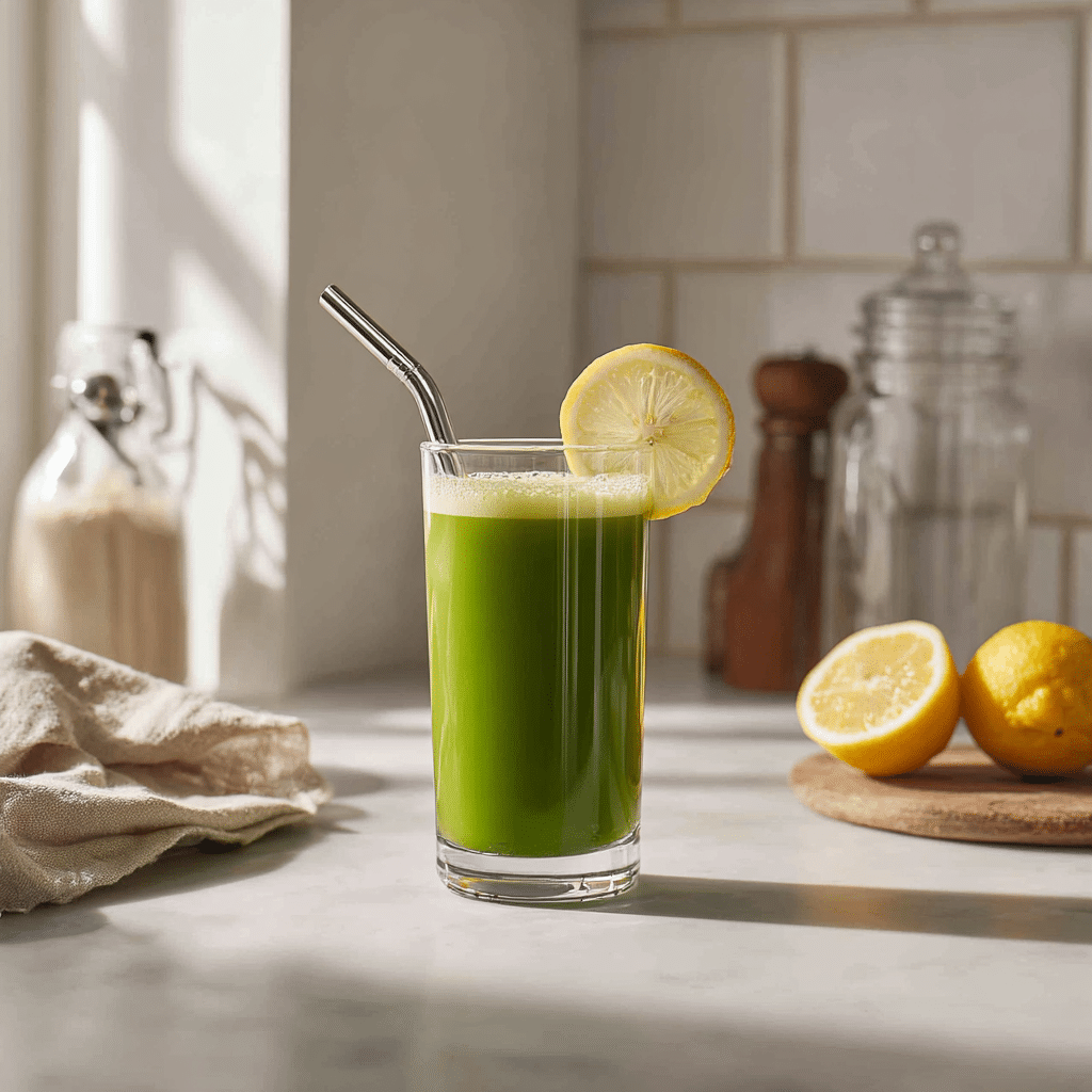 Anti Inflammatory Juices Recipes: The Ultimate Healing Drink You Need Now 6 Served green anti inflammatory juice in modern kitchen