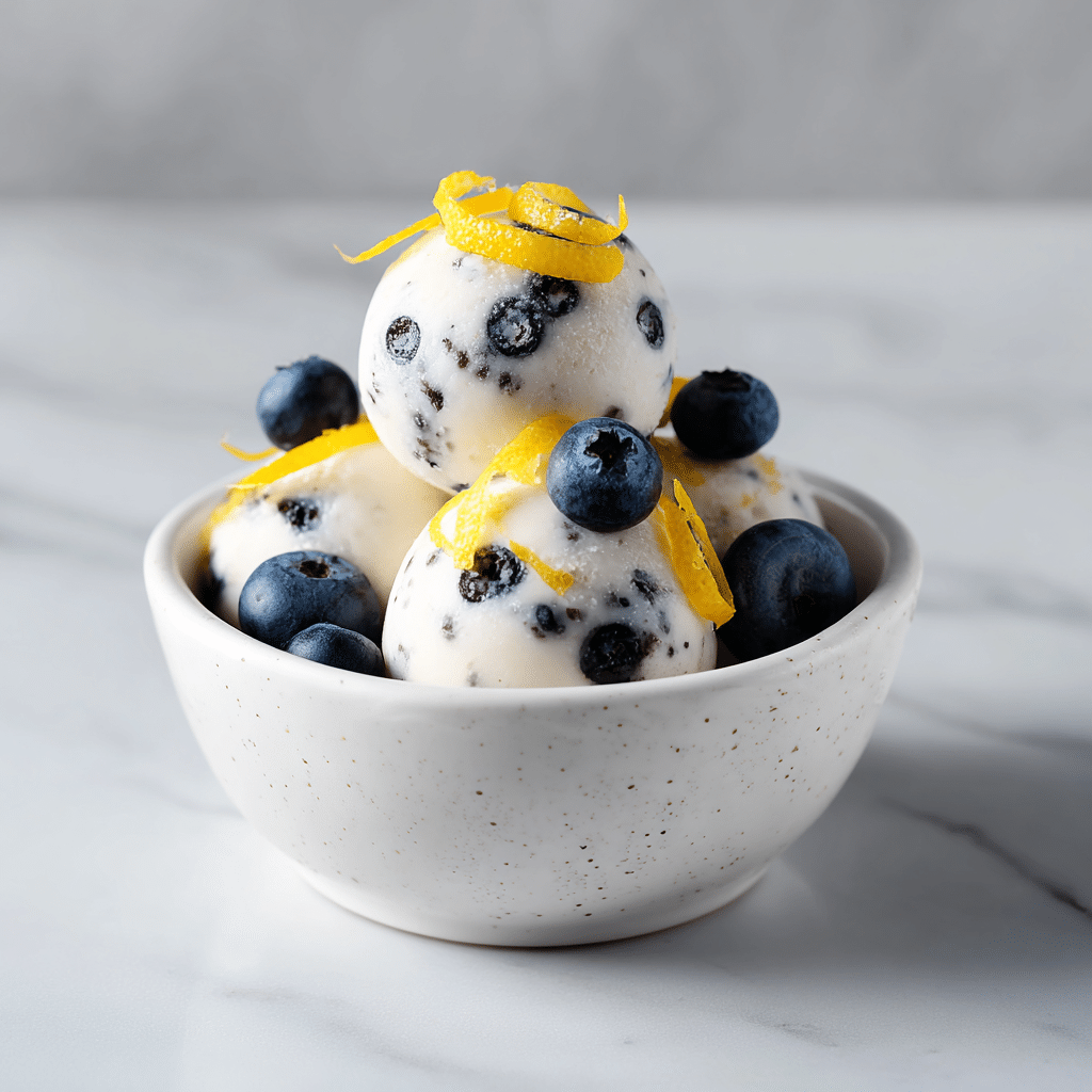 served lemon-blueberry frozen yogurt bites