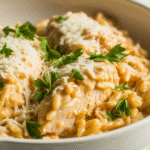 Recipe card for Orzo Chicken Casserole